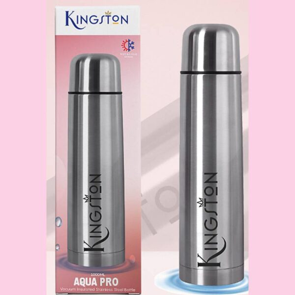 Kingston Aqua Pro Stainless Steel Double Wall Hot Or Cold Vacuum Insulated Flask Water Bottle 1000ml, Silver, Leak Proof Thermos, 1 Litre - Image 7