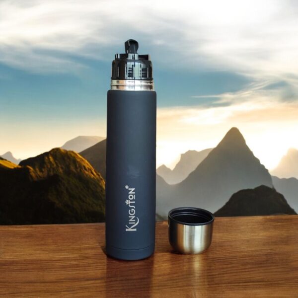 Kingston Aqua Pro Stainless Steel Double Wall Hot Or Cold Vacuum Insulated Flask 1000ml | 24 Hours Hot & Cold Thermos, Easy to Carry, Easy Grip, Rust Proof, Tea, Travel Bottle, Silver