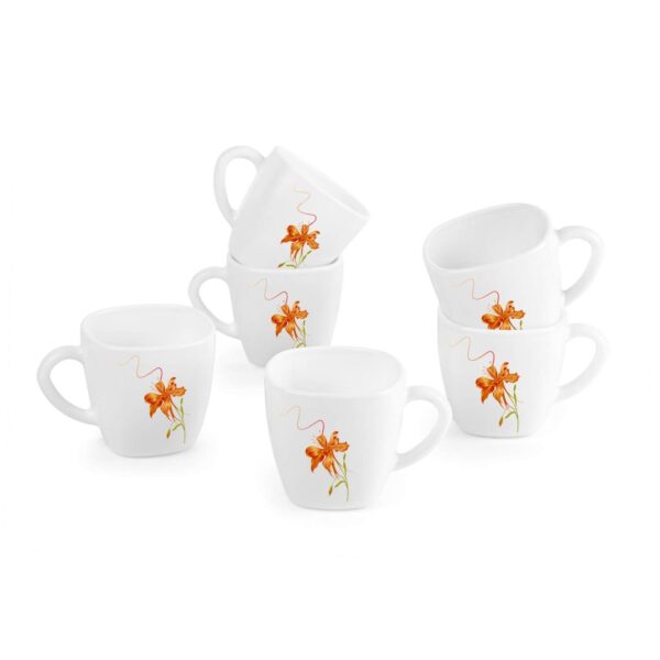Cello Opalware Vogue 6pcs Tea/Coffee Mug Combo Set - Small (10cl) | White | Microwave Safe, Dishwasher Safe
