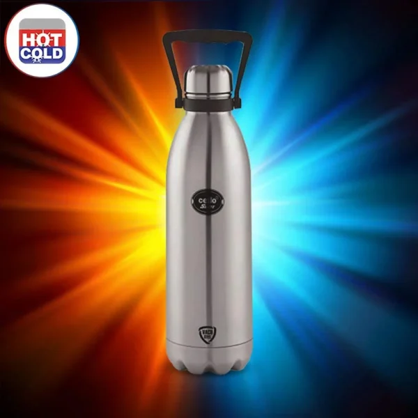 Cello Swift Thermosteel Vacuum Insulated Water Bottle 1500ml, Silver | 24 Hours Hot & Cold | Rust & Leak Proof | Stainless Steel Bottle With Handle - Image 2