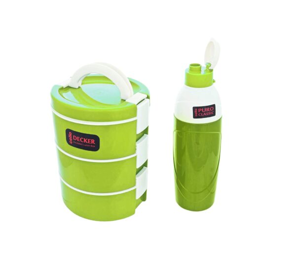 Cello Decker 2 Pieces Lunch Set - Insulated Tiffin & Water Bottle | 3 Layer Leak Proof Tiffin Box - Image 5