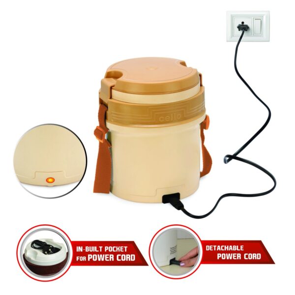 Cello Newton 3 Stainless Steel Container Electric Lunch Box	| Tiffin Box - Image 5