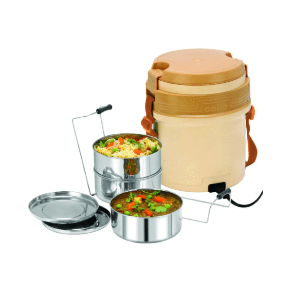 Cello Newton 3 Stainless Steel Container Electric Lunch Box	| Tiffin Box