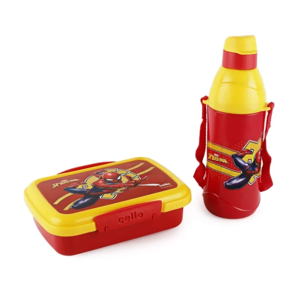 Cello Plastic Joy Lunch Box 650ml & Water Bottle Spiderman 400ml Combo Set (Red) - 2 Pieces | Kids Tiffin Box - Image 5