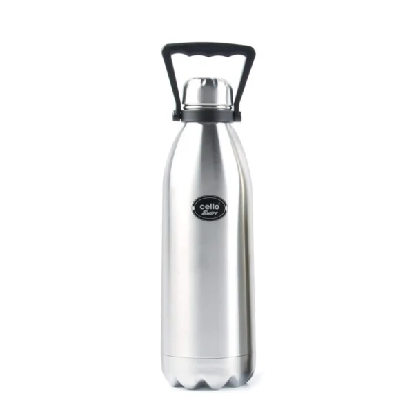 Cello Swift Thermosteel Vacuum Insulated Water Bottle 1500ml, Silver | 24 Hours Hot & Cold | Rust & Leak Proof | Stainless Steel Bottle With Handle - Image 4