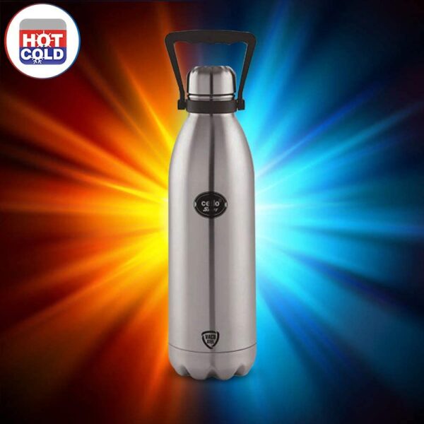 Cello Swift Stainless Steel Double Walled Vacuum Insulated Water Bottle With Handle - 1800ml | Silver | Leak Proof Flask - Image 4