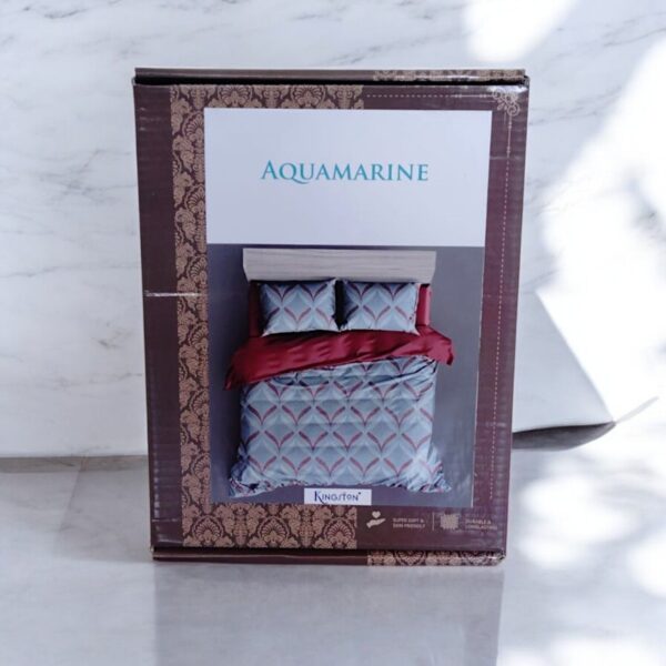 Kingston Aquamarine Double Bed Bedsheet With 2 Pillow Covers | 100% Premium Cotton | Soft & Breathable Fabric | Floral Design - Image 5