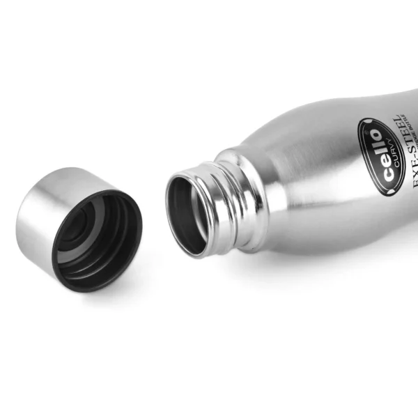 Cello Curvy Stainless Steel Single Walled Water Bottle, 1000ml, 1pc, Silver - Image 2