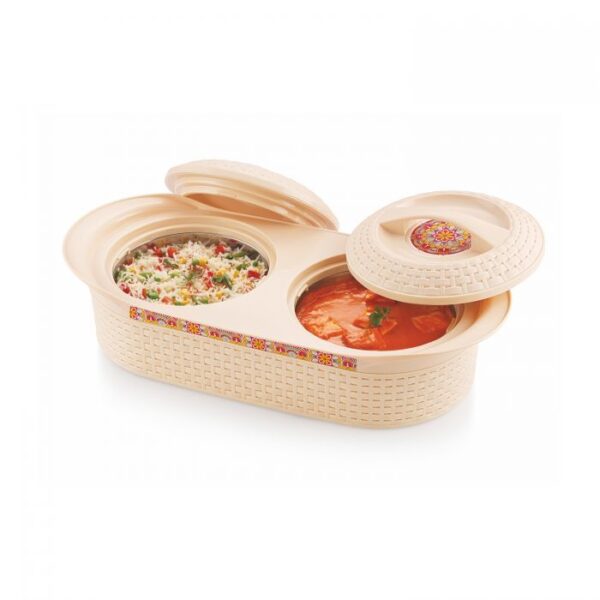 Cello Wicker Twin Insulated Casserole (1000ml + 1000ml) - Image 3