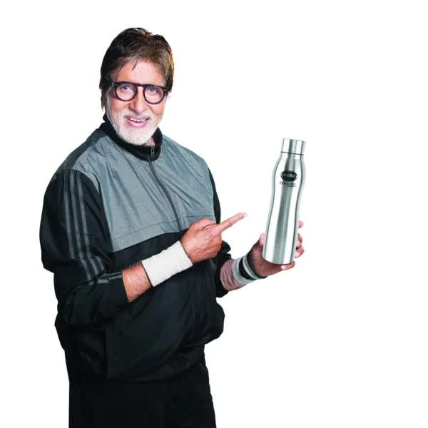 Cello Curvy Stainless Steel Single Walled Water Bottle, 1000ml, 1pc, Silver - Image 3
