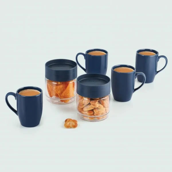 CELLO Midori Gift Set | Storage Jar With Stylish Tea/Coffee Mugs Combo