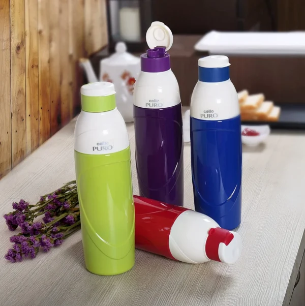 Cello Puro Classic Plastic Insulated Water Bottle - 900ml | Flip Lid | Leak Proof - Image 7