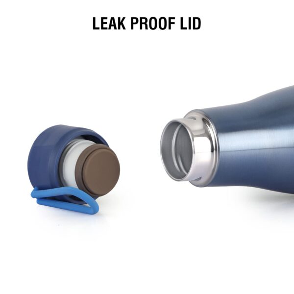 Cello Dazzle Insulated Flask | Hot and Cold Stainless Steel Water Bottle | Double Walled Carry Flask for Travel, Home, Office, School | 800ml | Blue | Inner Copper - Image 4