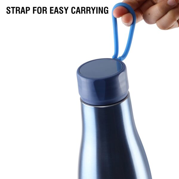 Cello Dazzle Insulated Flask | Hot and Cold Stainless Steel Water Bottle | Double Walled Carry Flask for Travel, Home, Office, School | 800ml | Blue | Inner Copper - Image 3