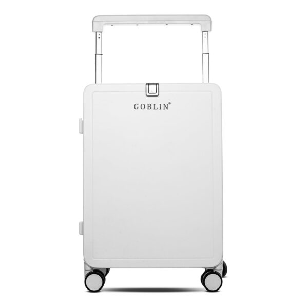 Goblin Steller Cabin Size Trolley Bag for Travel | Hard Sided Luggage Bag For Men Women | TSA Lock, Coffee Mug Stand, Hanger and Silent Wheels | Unisex Travel Bag | PP Material, Scratch Resistant - White - Image 2