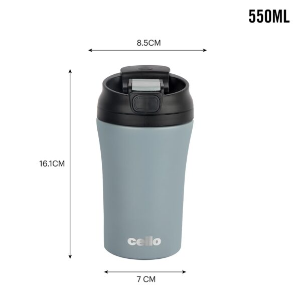Cello Duro Tuff Stainless Steel Vacuum Insulated Coffee Mate Travel Flask 550ml | Coffee Mug | Hot Or Cold | Leak Proof | Inner Copper Coating - Image 7