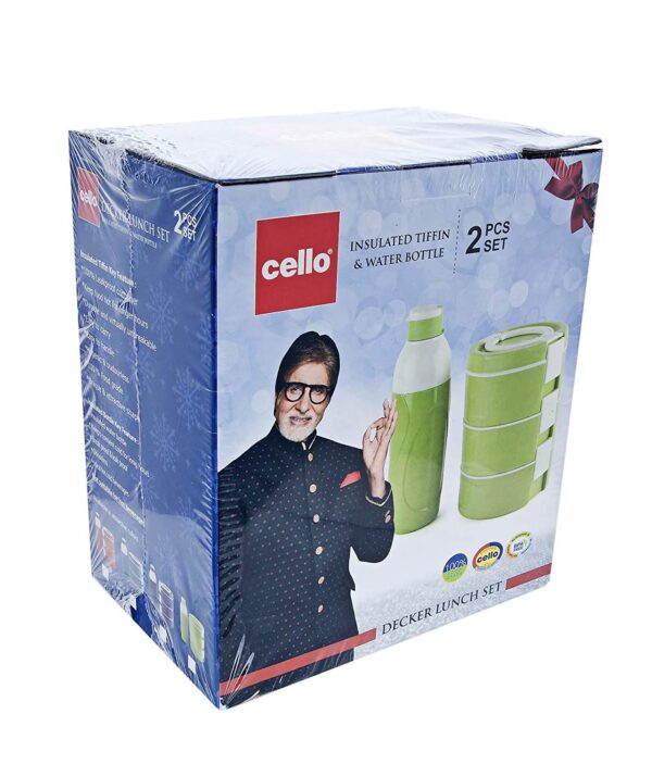 Cello Decker 2 Pieces Lunch Set - Insulated Tiffin & Water Bottle | 3 Layer Leak Proof Tiffin Box - Image 6