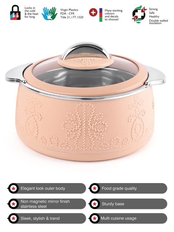 Cello Royale 3 Pieces Stainless Steel Insulated Casserole Set (600+1100+1600ML) | Hot Pot Combo - Image 5