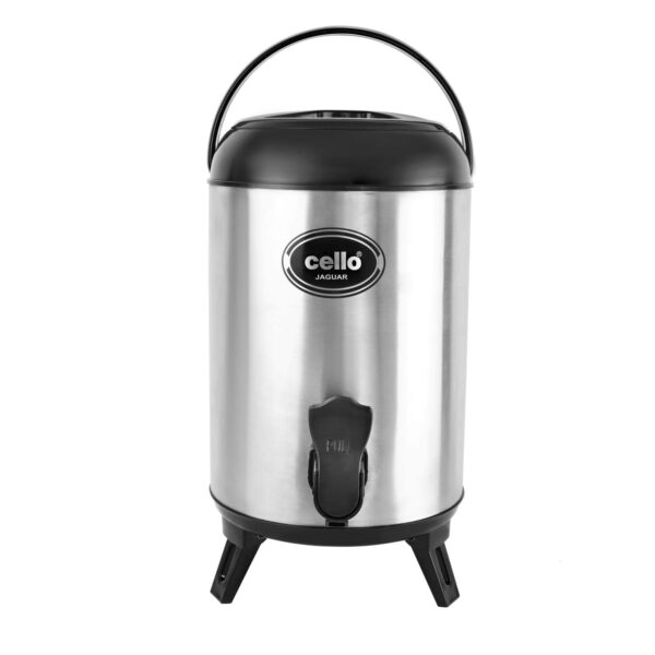 Cello Jaguar Stainless Steel Double Walled Water Jug 8000ml | Hot and Cold | Thermos | Leak Proof | Silver