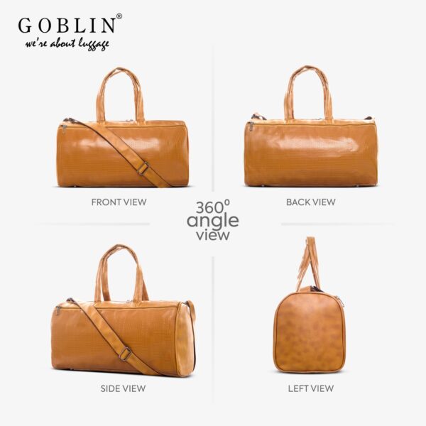 Goblin Arcade Vegan Leather Duffle Bag 28.60 L | Extra Spacious and Adjustable Shoulder Strap, Unisex Travel Bag, Gym Bag Suitable for Men and Women - Tang - Image 5
