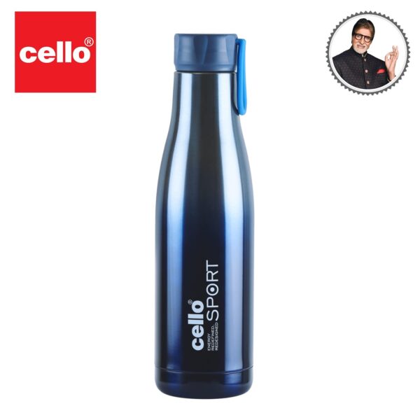 Cello Dazzle Insulated Flask | Hot and Cold Stainless Steel Water Bottle | Double Walled Carry Flask for Travel, Home, Office, School | 800ml | Blue | Inner Copper - Image 6