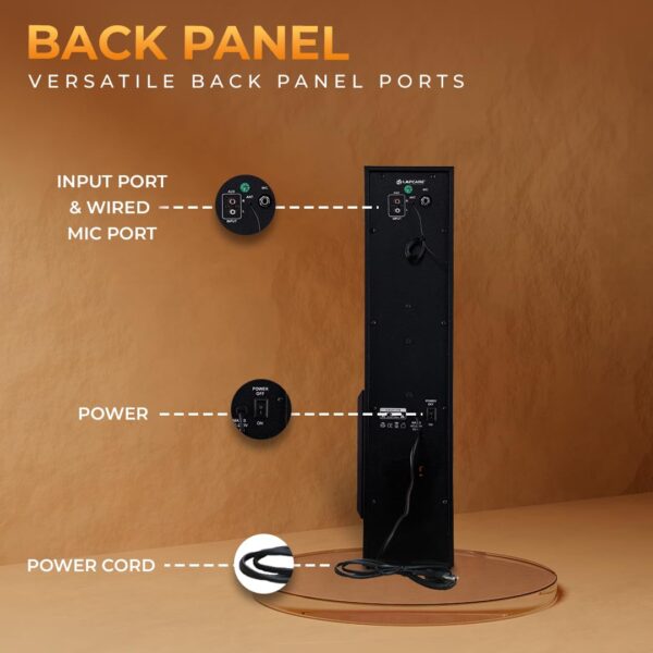 LAPCARE Dhamaka 50W Bluetooth Tower Speakers with Led Digital Display (LTS-603) Extreme Bass | Bt V5.0 |in-Built Fm | USB, Mp3 | Wireless Remote & Wireless Mic (Lts-603) - Black - Image 4