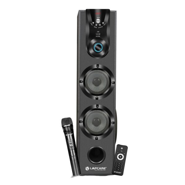LAPCARE Dhamaka 50W Bluetooth Tower Speakers with Led Digital Display (LTS-603) Extreme Bass | Bt V5.0 |in-Built Fm | USB, Mp3 | Wireless Remote & Wireless Mic (Lts-603) - Black