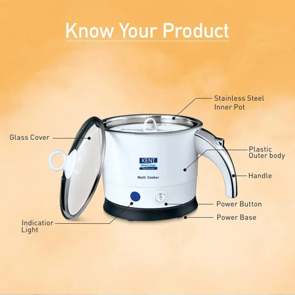 KENT Kettle Electric Multi Cooker Cum Steamer 1.2 liters 800W | Multi Kettle - Image 2