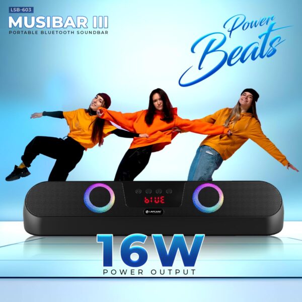 LAPCARE Musi Bar III Dynamic RGB Light Bluetooth Speaker 5.0 Soundbar with 16W RMS with TWS (LSB-603) - Image 5