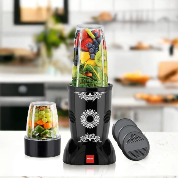 CELLO BlendMix (AC) Electric Nutri Mixer, Blender & Grinder With 2 Jars (Black)