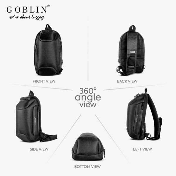 Goblin Tigris Chest Bag | Crossbody Bag For Men and Women | Unisex Shoulder Bag | Travel Bag | Adjustable Shoulder Strap For Boy | Daypack | USB Port and Anti-Theft Number Lock - Image 5