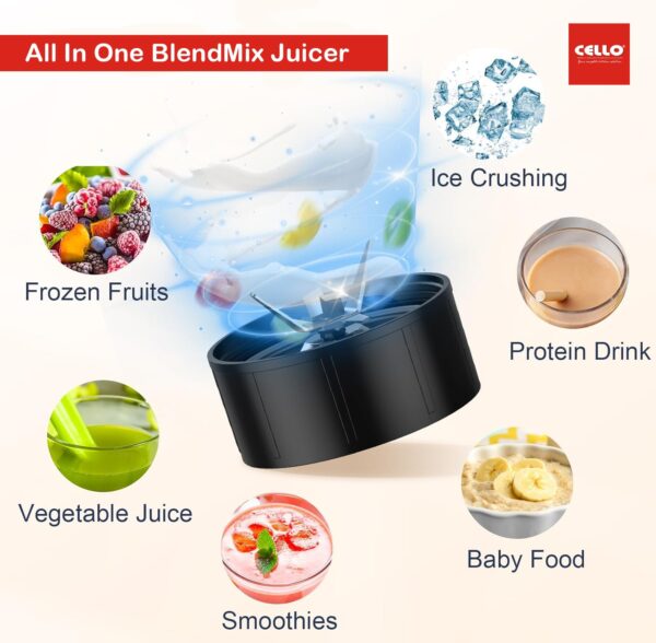 CELLO BlendMix (AC) Electric Nutri Mixer, Blender & Grinder With 2 Jars (Black) - Image 3
