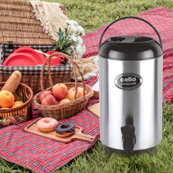 Cello Jaguar Stainless Steel Double Walled Water Jug 8000ml | Hot and Cold | Thermos | Leak Proof | Silver - Image 2