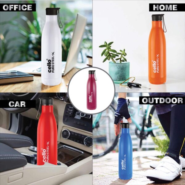CELLO Puro Steel-X Rover 900ml Water Bottle with Inner Steel and Outer Plastic | Leak Proof Insulated Water Bottle - Image 8