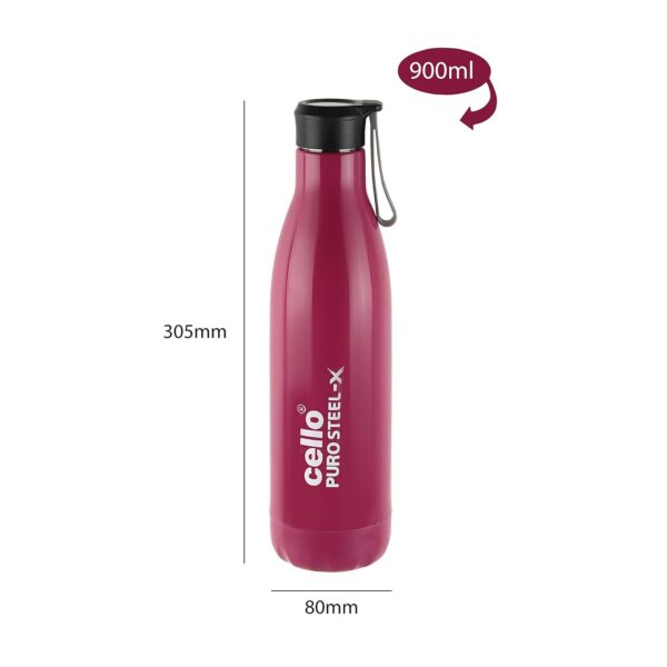 CELLO Puro Steel-X Rover 900ml Water Bottle with Inner Steel and Outer Plastic | Leak Proof Insulated Water Bottle - Image 3