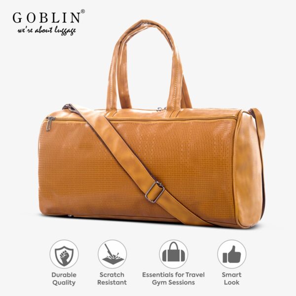 Goblin Arcade Vegan Leather Duffle Bag 28.60 L | Extra Spacious and Adjustable Shoulder Strap, Unisex Travel Bag, Gym Bag Suitable for Men and Women - Tang - Image 2
