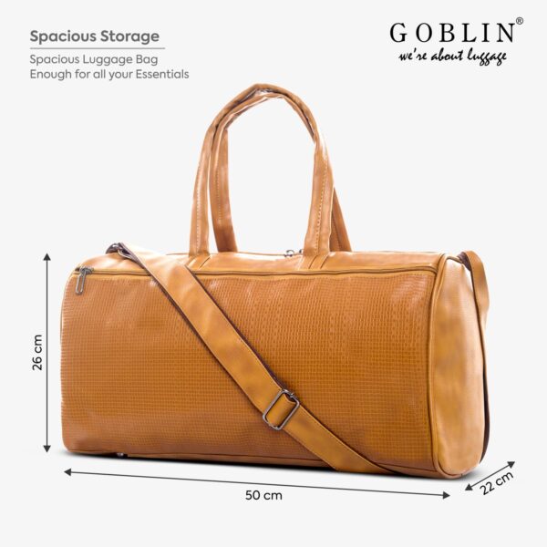 Goblin Arcade Vegan Leather Duffle Bag 28.60 L | Extra Spacious and Adjustable Shoulder Strap, Unisex Travel Bag, Gym Bag Suitable for Men and Women - Tang - Image 4