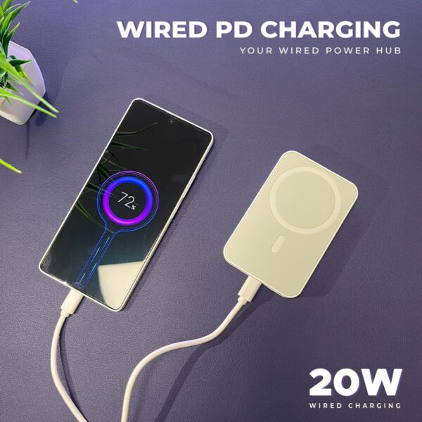LAPCARE Trust-I Wireless Power Bank, 10000mAh	with Type-C Fast Charging | LED Indicator | White - Image 3
