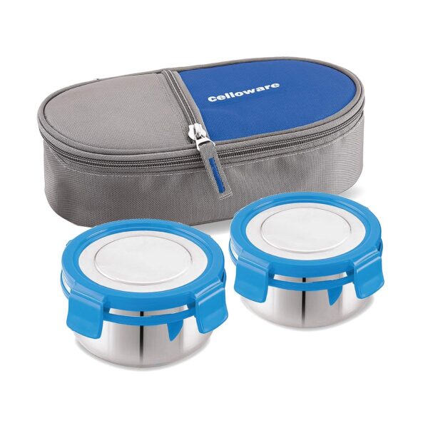 Cello Max Fresh All Steel 2 Containers Lunch Box | Leak Proof Tiffin Box - Image 2