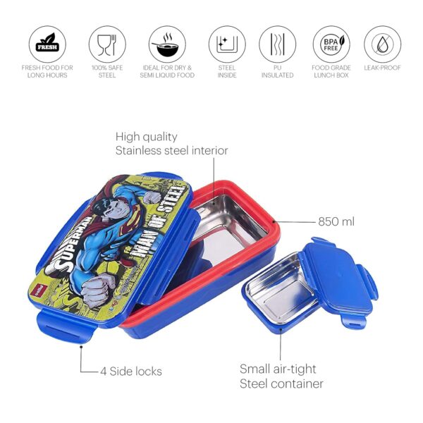 Cello HI-Lunch Big Deluxe Insulated Lunch Box | Kids Tiffin Box with Inner Steel and Stainless Steel Veg Box - Image 3