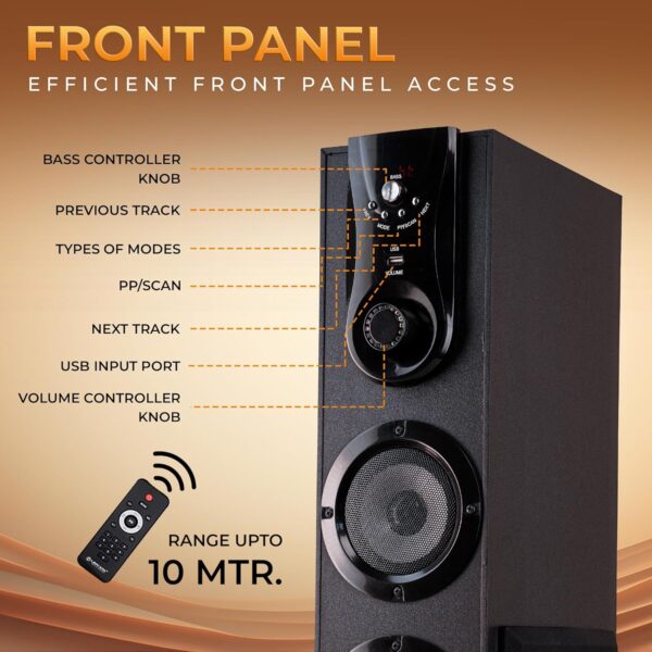 LAPCARE Dhamaka 50W Bluetooth Tower Speakers with Led Digital Display (LTS-603) Extreme Bass | Bt V5.0 |in-Built Fm | USB, Mp3 | Wireless Remote & Wireless Mic (Lts-603) - Black - Image 3