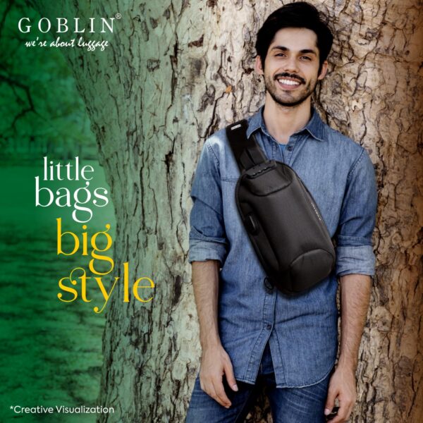Goblin Tigris Chest Bag | Crossbody Bag For Men and Women | Unisex Shoulder Bag | Travel Bag | Adjustable Shoulder Strap For Boy | Daypack | USB Port and Anti-Theft Number Lock - Image 7