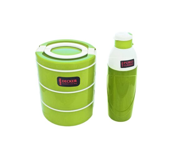 Cello Decker 2 Pieces Lunch Set - Insulated Tiffin & Water Bottle | 3 Layer Leak Proof Tiffin Box - Image 2