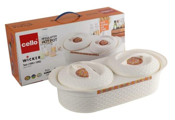Cello Wicker Twin Insulated Casserole (1000ml + 1000ml) - Image 5