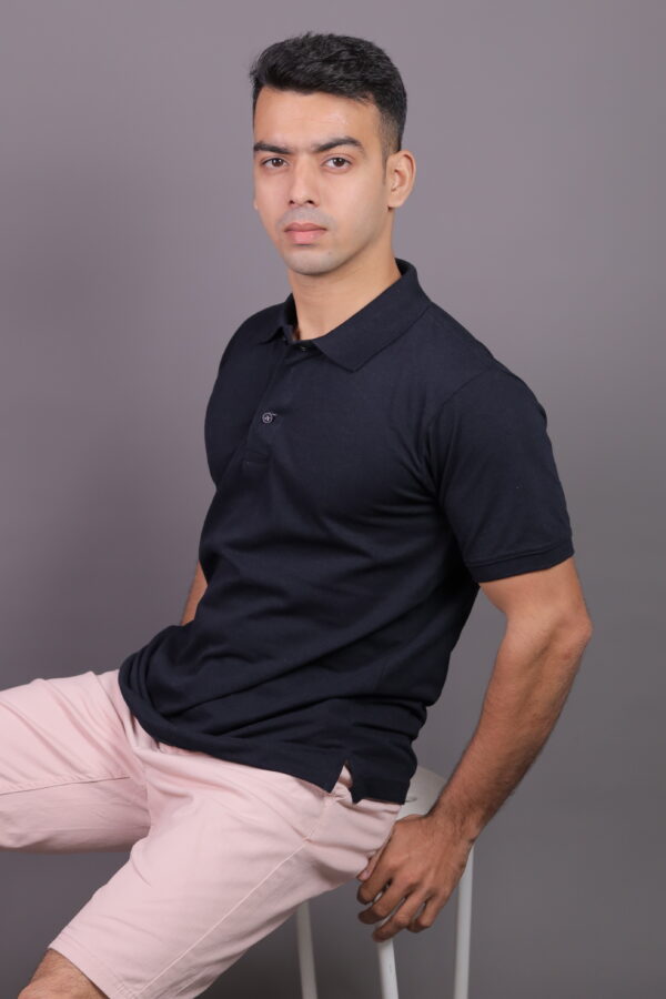 MAFATLAL Classic Basic Plain Polo Neck Tshirt For Mens | Half Sleeve | Solid Cotton Casual Tshirt For Boy | Navy Blue - Image 7