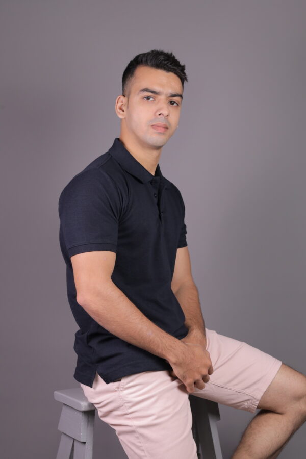 MAFATLAL Classic Basic Plain Polo Neck Tshirt For Mens | Half Sleeve | Solid Cotton Casual Tshirt For Boy | Navy Blue