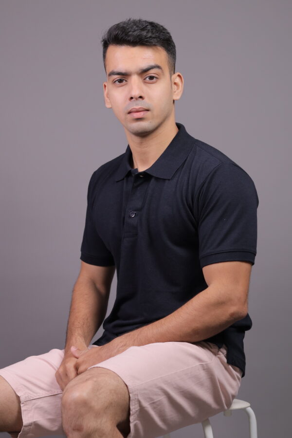 MAFATLAL Classic Basic Plain Polo Neck Tshirt For Mens | Half Sleeve | Solid Cotton Casual Tshirt For Boy | Navy Blue - Image 3