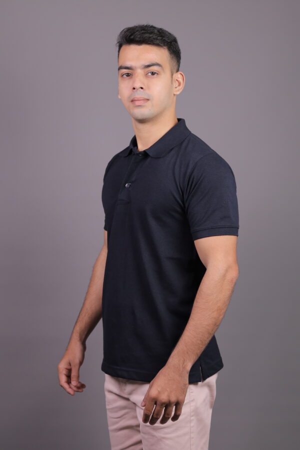 MAFATLAL Classic Basic Plain Polo Neck Tshirt For Mens | Half Sleeve | Solid Cotton Casual Tshirt For Boy | Navy Blue - Image 4