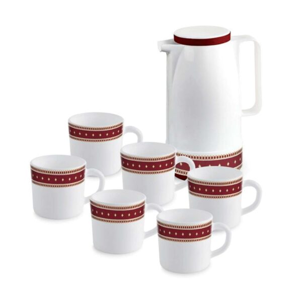 Cello Zarah Platini Nexus 7 Pieces Coffee Set (1pc Carafe + 6pc Tea/Coffee Mugs)