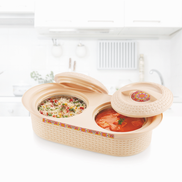 Cello Wicker Twin Insulated Casserole (1000ml + 1000ml)